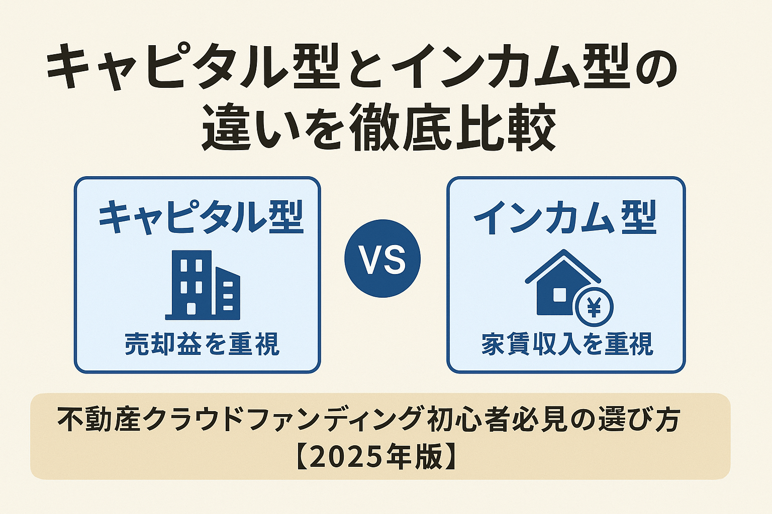 キャピタル型とインカム型の不動産クラウドファンディングを徹底比較｜不動産クラウドファンディング初心者必見の選び方