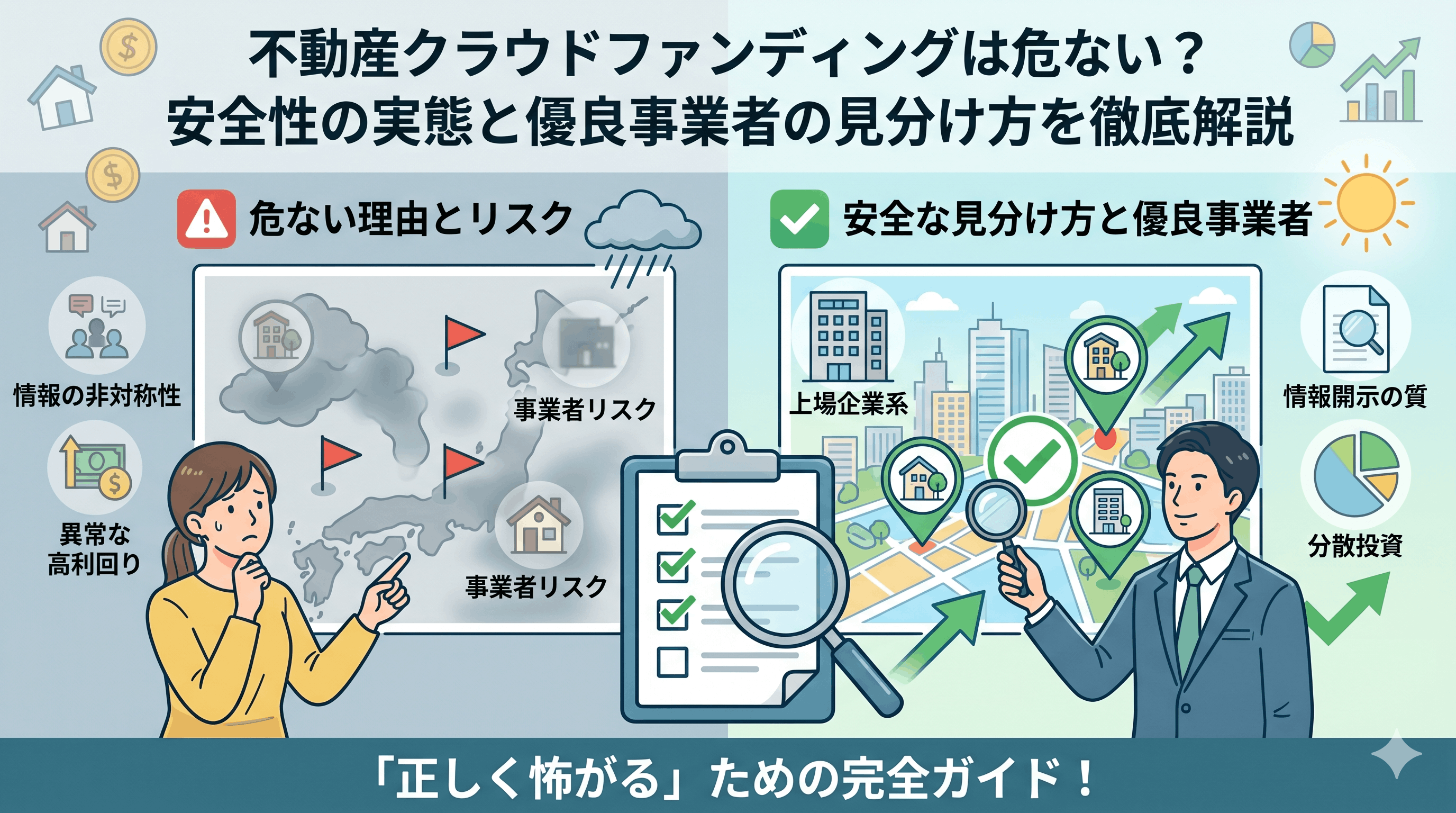 不動産クラウドファンディングは危ない？安全性の実態と優良事業者の見分け方を徹底解説