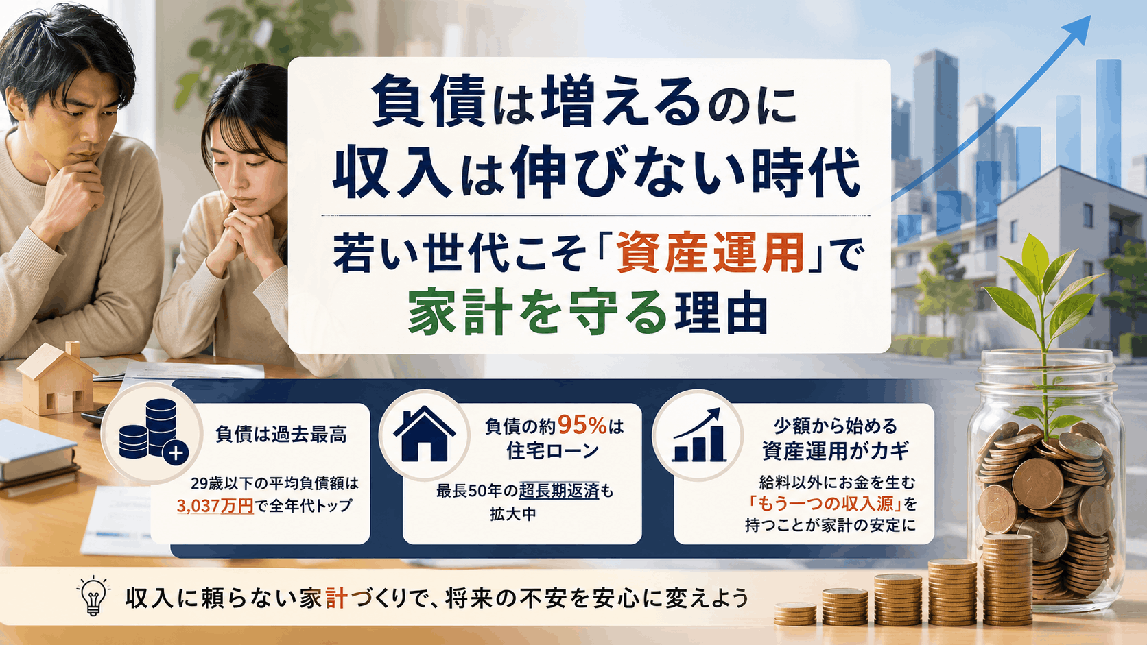 負債は増えるのに収入は伸びない時代 | 若い世代こそ「資産運用」で家計を守る理由